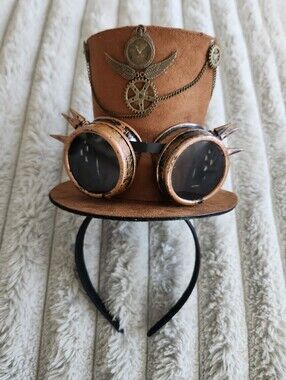 Steampunk Mini Top Hat Headband Goggles Gears Cosplay Halloween Costume Punk